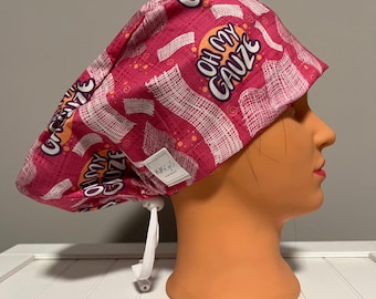 Euro or Ponytail Style Scrub Cap Oh My Gauze, Pink, Pun, Funny, OR, Nurse, Tech