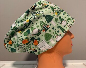 Euro or Ponytail Style Scrub Cap St. Patrick’s Day Gnomes, Saint Pats, St Pats, Clovers, Holiday, Lucky, March