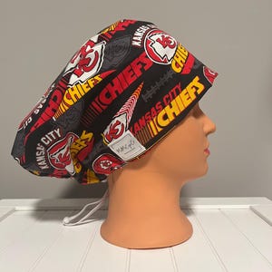 Euro or Ponytail Style Scrub Cap Kansas City Chiefs, KC, NFL, Football