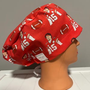 Euro or Ponytail Style Scrub Cap KC Chiefs, Kansas City Chiefs, Patrick Mahomes, Football, NFL