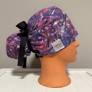 Euro or Ponytail Style Scrub Cap Snaps, Snappy, Make it Snappy, Surgery, Punny, Purple, Galaxy, Tie Dye, Hemostat