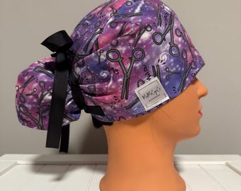 Euro or Ponytail Style Scrub Cap Snaps, Snappy, Make it Snappy, Surgery, Punny, Purple, Galaxy, Tie Dye, Hemostat