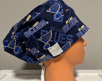 Euro or Ponytail Style Scrub Cap St. Louis Blues, Hockey, NHL, STL