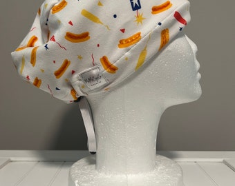 Euro Style Scrub Cap LUXE Stretch Fabric, Fireworks, 4th of July, July 4th, Independence Day, Summer