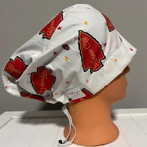 Euro or Ponytail Style Scrub Cap Kansas City Chiefs, KC, football, NFL