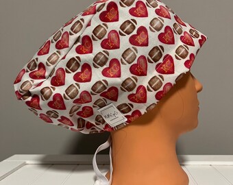 Euro or Ponytail Style Scrub Cap KC Hearts, Kansas City Chiefs, KC Chiefs, Arrowheads, Football, NFL