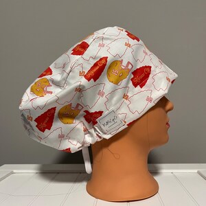 Euro or Ponytail Style Scrub Cap Kansas City Arrowhead, Chiefs, KC, football, NFL
