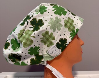 Euro or Ponytail Style Scrub Cap St. Patrick’s Day, Saint Pats, St Pats, Clovers, Holiday, Lucky, March