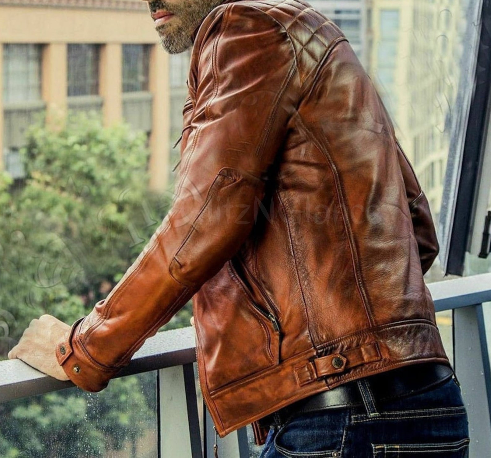 Mens Brown Motorcycle Leather Jacket Mens Genuine Sheepskin Leather ...