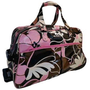 Vintage Groovy Pink Roxy Travel Luggage Rolling Bag Wheels & Handles  Retro Y2K Duffle wheel bag