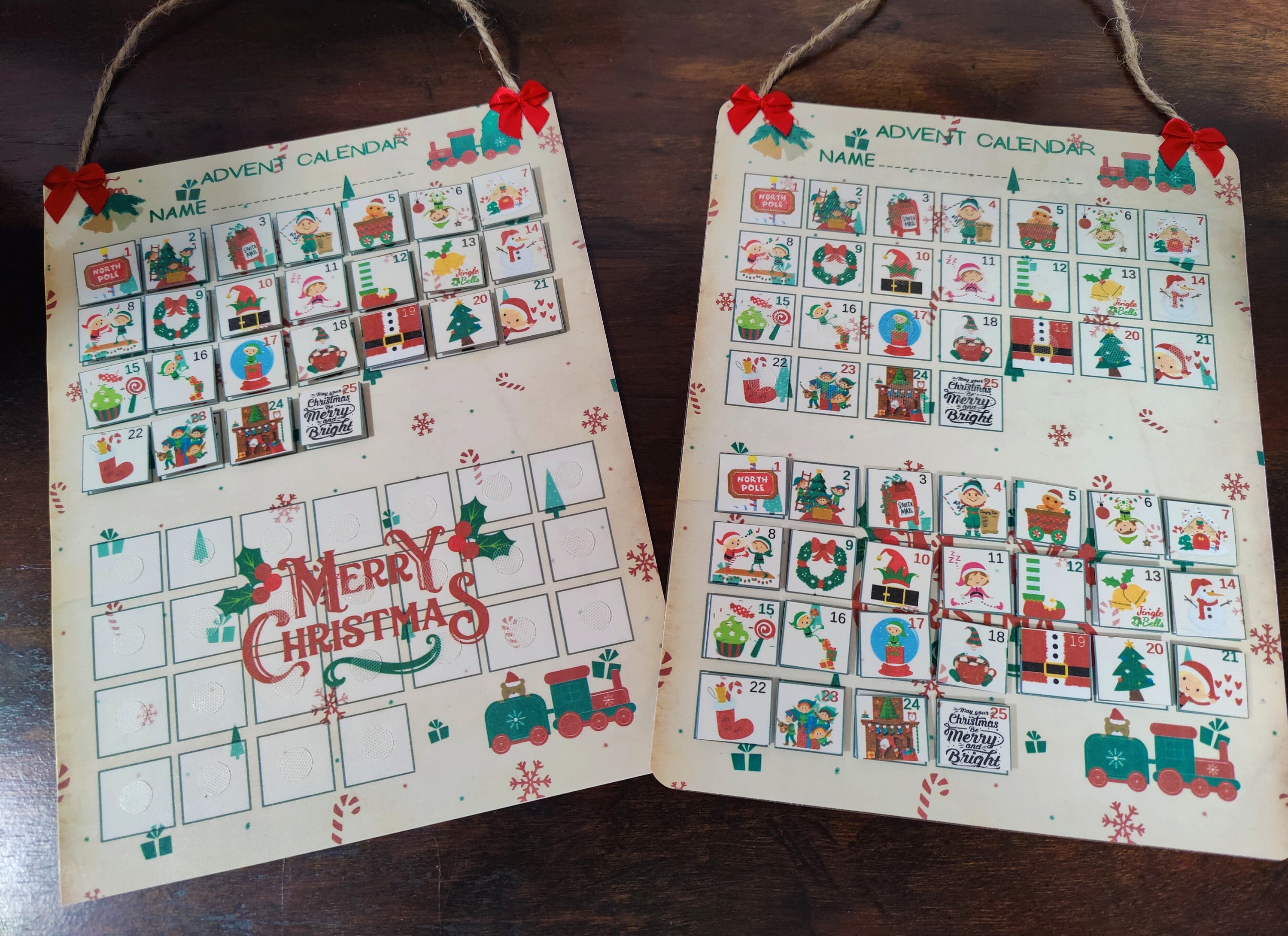 Elves Advent Calendar With Matching Pictures and Numbers, Self Fastener