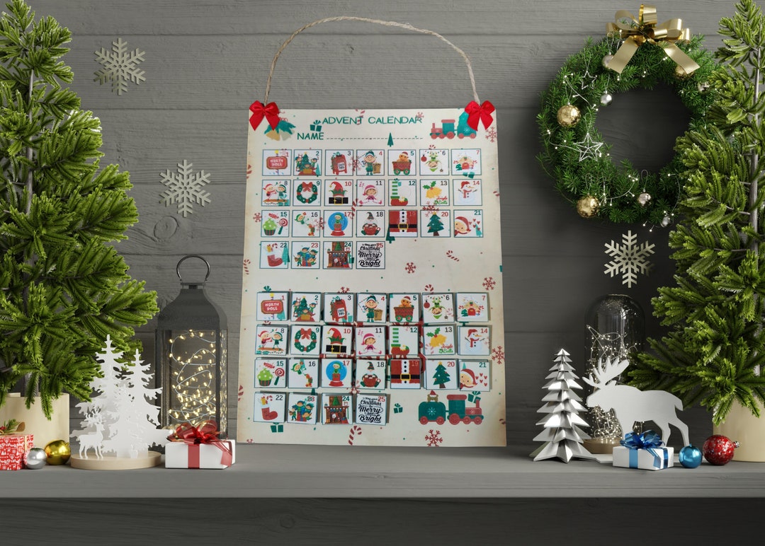 Elves Advent Calendar With Matching Pictures and Numbers, Self Fastener