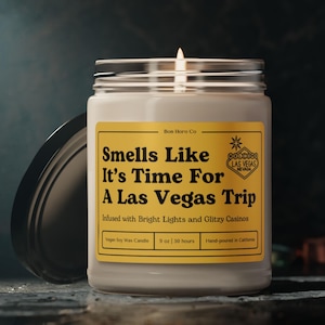 Huele a que es hora de un viaje a Las Vegas / Infundido con luces brillantes y casinos deslumbrantes / Regalos de velas / Vela de cera de soja / Viaje a Las Vegas