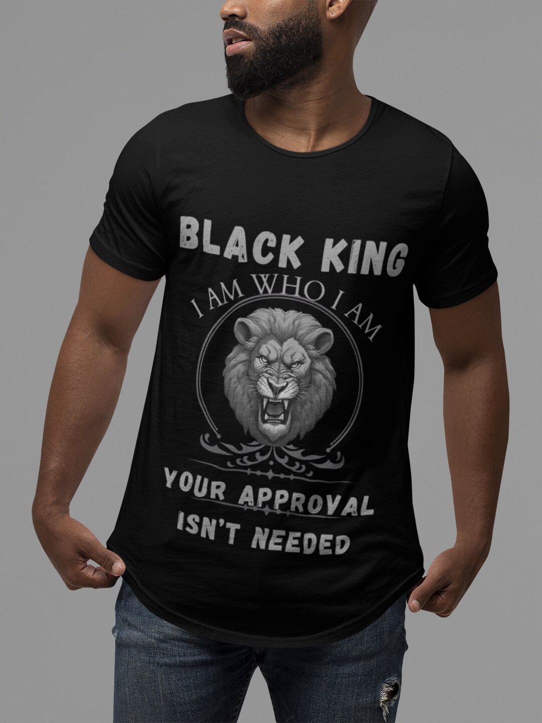 Black King Lion Unisex Jersey Tee, Black Royalty Design No Need