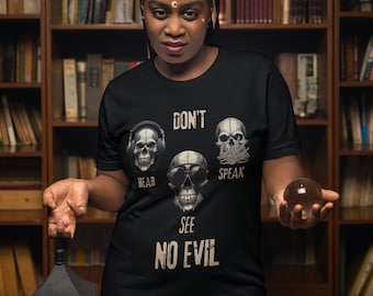 Drei weise Schädel T-Shirt, sehen hören nicht sprechen T-Shirt