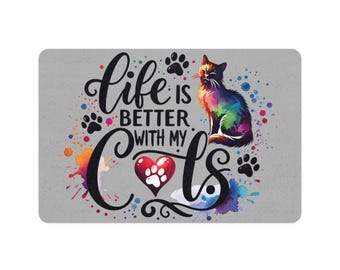 Colorful Cat Food Mat, Anti-Slip Pet Feeding Mat