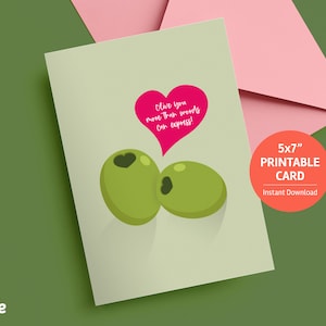 Carte imprimable Cute Olive Love, téléchargement instantané, carte de vœux, carte pliable