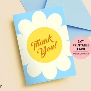Carte imprimable de remerciement de fleurs, téléchargement immédiat, carte de voeux, carte pliable