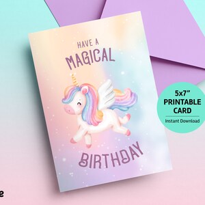 Unicorn Birthday Card: Magical Printable Greeting Card (Digital Download)