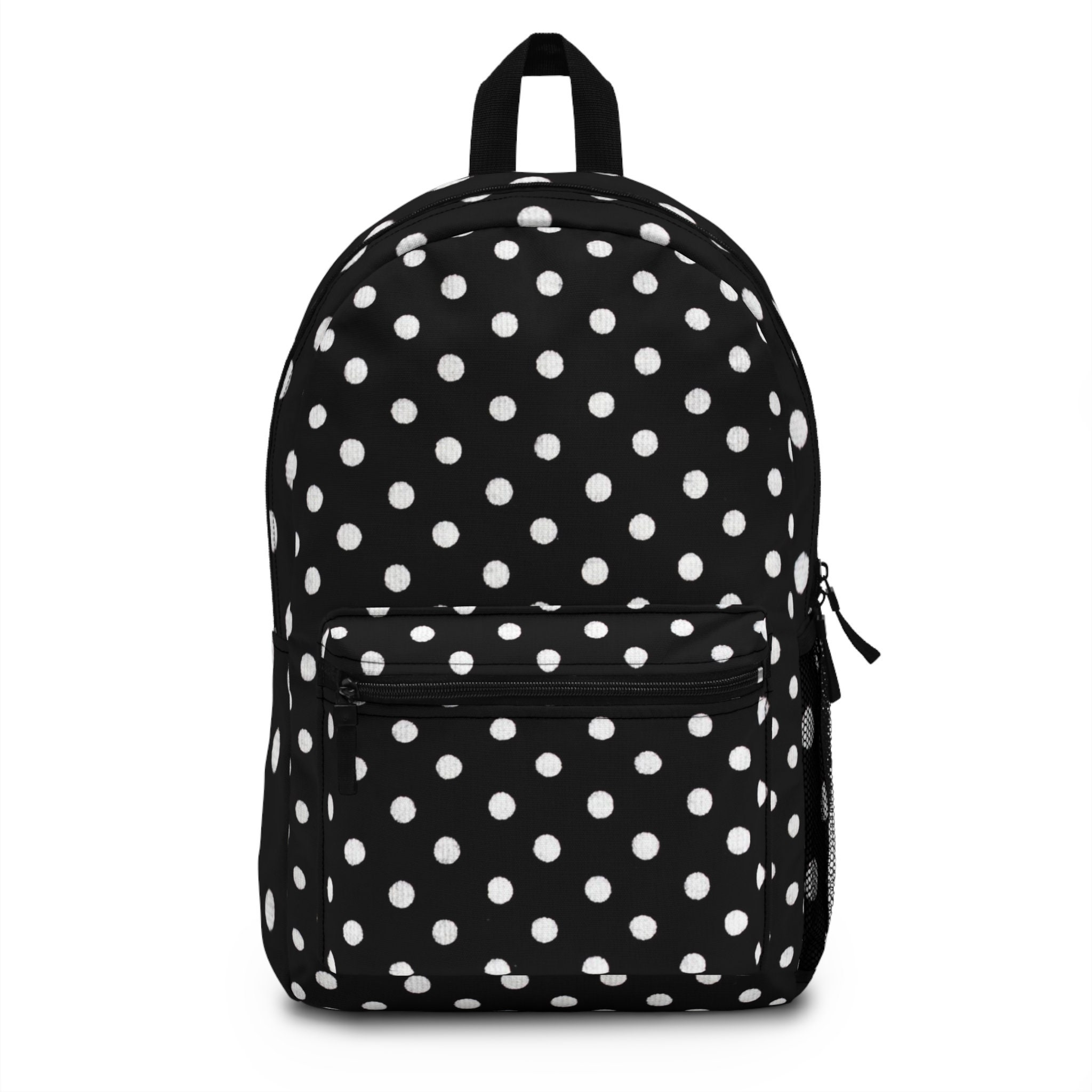 Black and white polka dot backpack discount