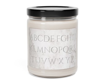 Roman Empire Letters Etched Marble Look Scented Soy Candle, 9oz