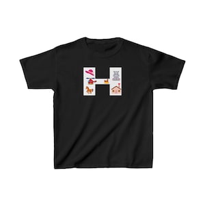Camiseta infantil con la letra H, algodón pesado™, suave y de fácil cuidado