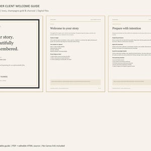 Modello di guida di benvenuto per clienti videografo / PDF di 12 pagine per matrimoni e HTML modificabile