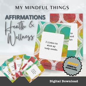 Lot de cartes d'affirmation santé et bien-être - Téléchargement instantané pour prendre soin de soi