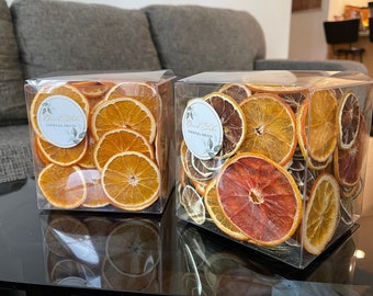 Trockenobst-Box-Set - Trockenorange / dehydratisierte Zitrusfrüchte - Getrocknete Orangenräder - Getrocknete gemischte Zitrusfrüchte - Dekor - Geschenk - Mixologie