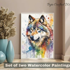 Wolf Watercolor Art Print – Wild Animal Wall Art for Nursery or Home Decor, Wolf Painting Poster, Woodland Clipart, Gift for Wildlife Lovers
