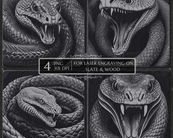 Snake PNG for Laser Engraving, Ball Python CNC File, Slate Engraving Reptile Design, Snake Laser Burn, Glowforge LightBurn xTool Ready