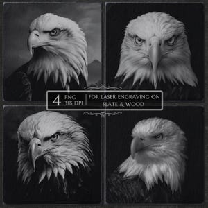 Bald Eagle Laser Engraving PNG – Patriotic Eagle Head Design, Slate & Wood Etching File, 4th of July CNC, LightBurn Glowforge File Laser PNG