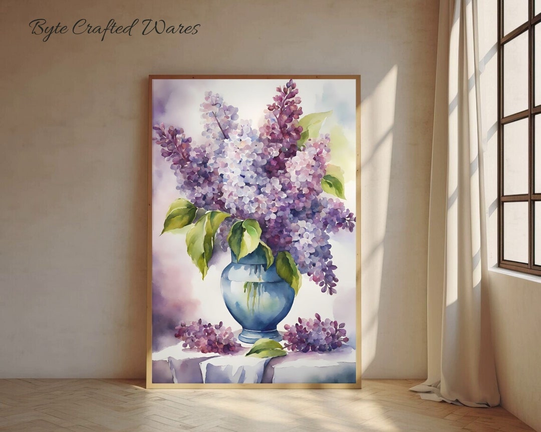 Purple Lilac Watercolor Print | Botanical Home Decor| Purple Lilac ...
