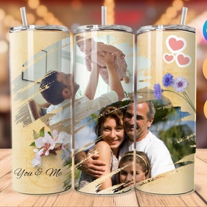 Foto Tumbler Wrap PNG, fügen Sie Ihren eigenen Text hinzu, Foto Collage Tumbler SVG, Canva bearbeitbare Vorlage Tumbler, Foto Tumbler Vorlage