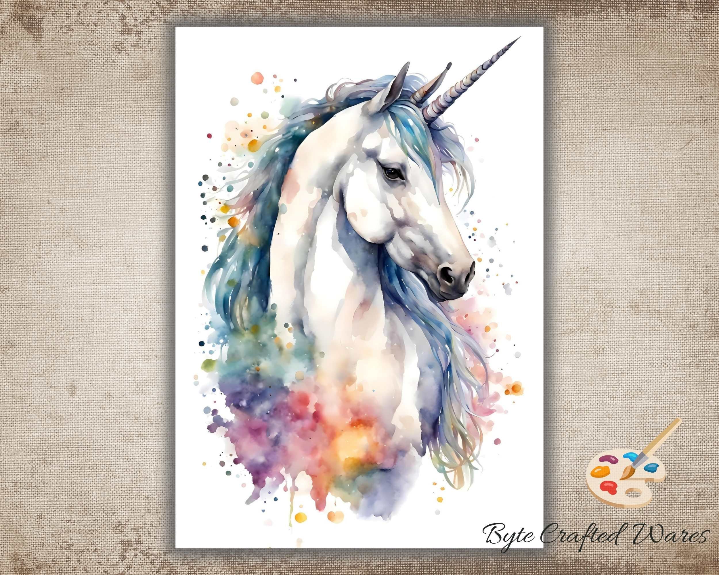 Unicorn Watercolor Art Print, Unicorn Painting Wall Art Decor, Original ...