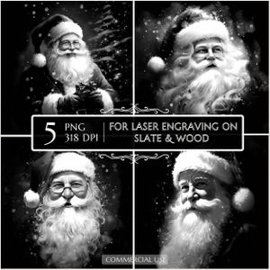 5 Santa PNG Laser Ready Files for Engraving, Christmas Bundle Deal, Slate Coasters PNG, Xmas Stock, Santa's Coming, Christmas files laser