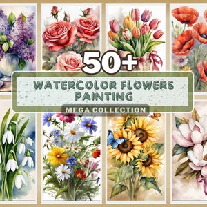 Blumenmarkt 50er Set, Galerie Wand Set, Blumenmarkt Druck, Botanische Wandkunst, Blumen Poster Set, Blumenmarkt Poster, Digitaldrucke