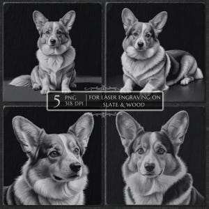Corgi Dog PNG for Laser Engraving, Cute Dog Breed Laser Burn File, Slate Coaster Design, CNC Glowforge, Dog Lover Gift Decor, Pet memorial
