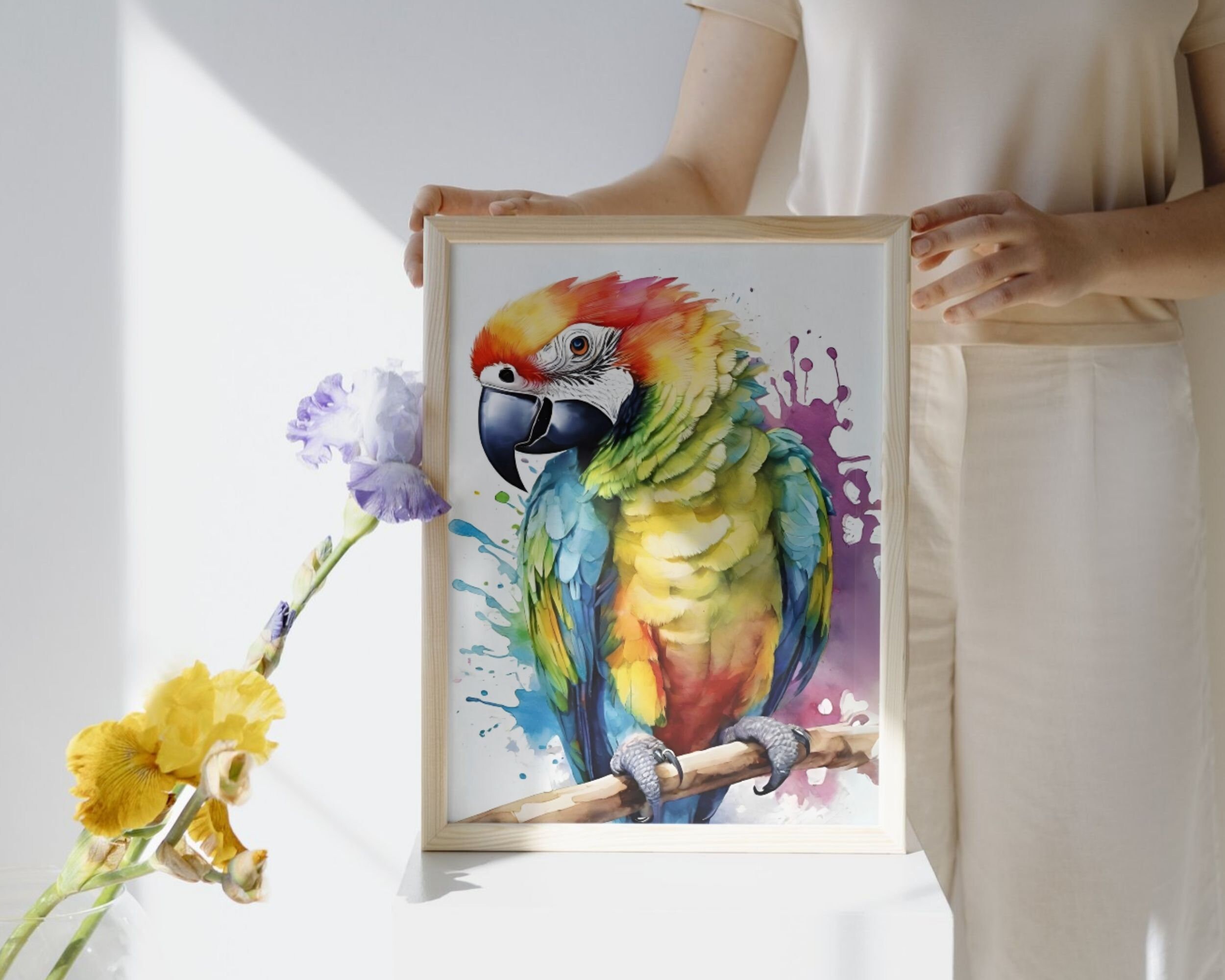 Parrot Watercolor Art Print, Parrot Painting Wall Art Decor, Parrot ...