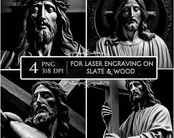 Jesus Christ Laser Engraving File, 3D Nativity Scene, Christian Slate Etching, Laser Burn PNG Design, CNC Router, Glowforge, Lightburn Ready
