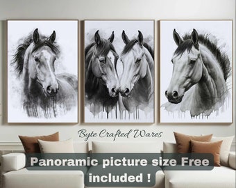 Horse Watercolor Print – Set of 3, Abstract Horse Wall Art, Printable Horse Painting, Equestrian Decor, Perfect Gift for Horse Lovers
