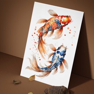 Watercolor Koi Fish Print - Set of 3 Prints - Koi Wall Art - Printable Japanese Print - Koi Fish Painting - Fish Poster - Zen art