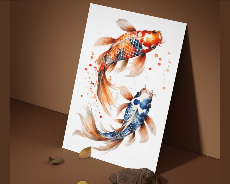 Watercolor Koi Fish Print - Set of 3 Prints - Koi Wall Art - Printable Japanese Print - Koi Fish Painting - Fish Poster - Zen art