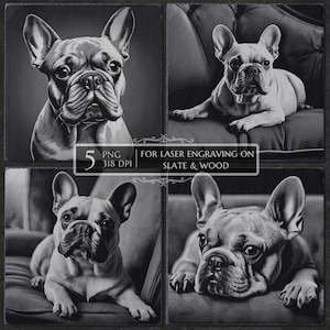 French Bulldog PNG for Laser Engraving, Dog Breed Slate Coaster Design, CNC Router Files, Glowforge Lightburn Laser Burn File, Pet Gift