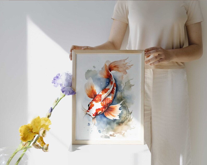 Watercolor Koi Fish Print - Set of 3 Prints - Koi Wall Art - Printable Japanese Print - Koi Fish Painting - Fish Poster - Zen art