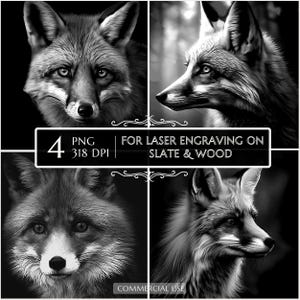 Forest Fox PNG, Laser Ready Engraving File, Slate Wood engraving bundle, Slate Board Coaster, CNC Projects, cnc Router Files, Laser Burn PNG