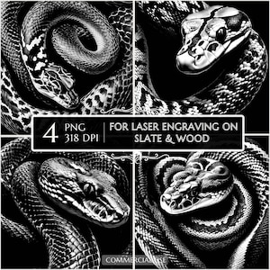Ball Python Coiled Snake Laser Cut File, Ready Engrave, Laser Burn PNG, Glowforge File Lightburn File Slate Wood Engraving 3D Illusion Laser