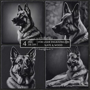 German Shepherd Dog PNG For Engraving, Dog Breed Laser Burn, Slate Coaster Engraved, Laser Engraving File Glowforge CNC File, dog owner gift