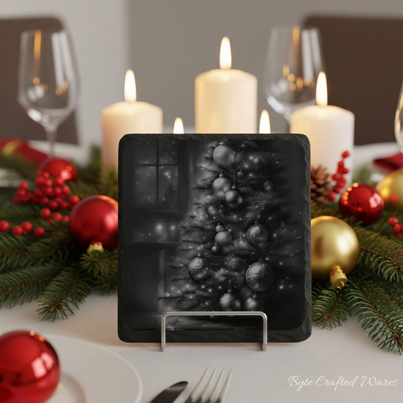 12 Christmas Tree Winter BUNDLE, Laser Burn PNG, Laser Engraving, Xmas, Glowforge File, Lightburn File Slate Coasters 3D Illusion Laser file image 8