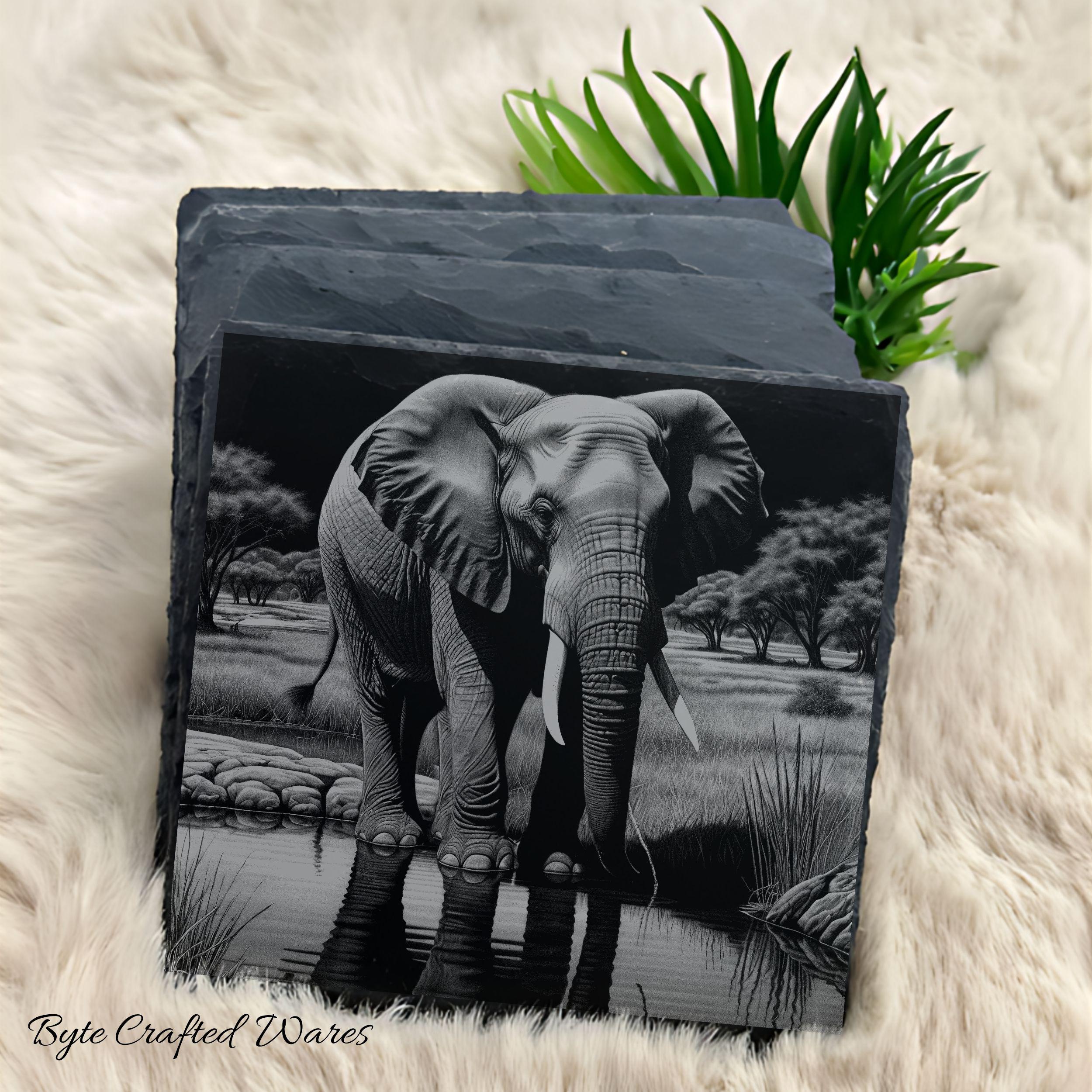 Elephant Bundle, Laser Engraving PNG Files, Slate Coaster Etching ...